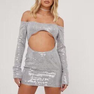 Silver Sequin Party Dress